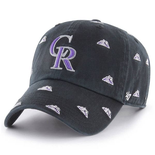 フォーティーセブン レディース アクセサリー 帽子 Womens 47 Black Colorado Rockies Confetti Clean Up Adjustable Hat Black ブラック
