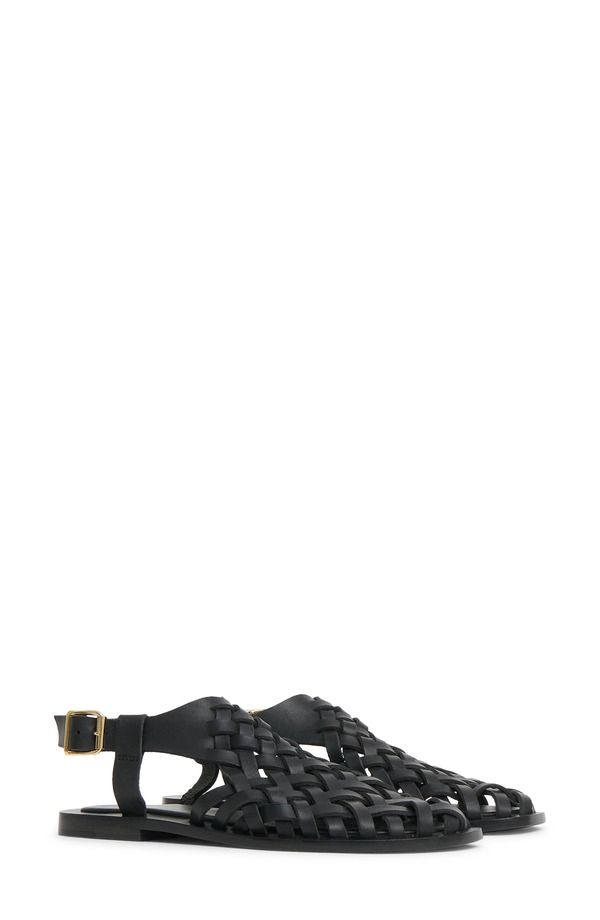 マンサーガブリエル レディース シューズ サンダル Mansur Gavriel Slingback Woven Sandal Black Black ブラック