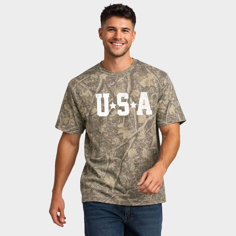 Simply Sage Market レディース トップス Tシャツ Simply Sage Market USA Stars Mens Heavyweight Crew Camo