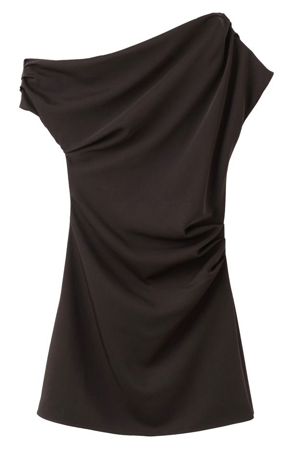 マンゴ レディース トップス ワンピース ミニ ワンショルダー MANGOneShoulder Minidress Brown ブラウン