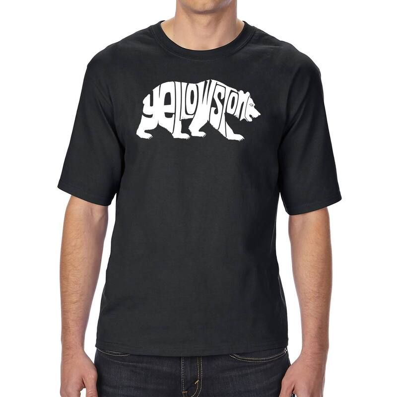 エルエーポップアート レディース トップス Tシャツ トール LA Pop Art Yellowstone Bear Mens Tall and Long Word ArtShirt Black ブラック