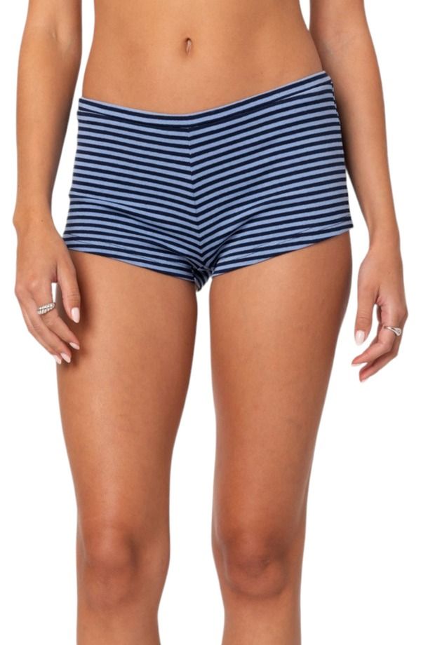 アディクテッド レディース ボトムス ハーフパンツ・ショーツ ショートパンツ EDIKTED Levia Stripe Microshorts Blue ブルー