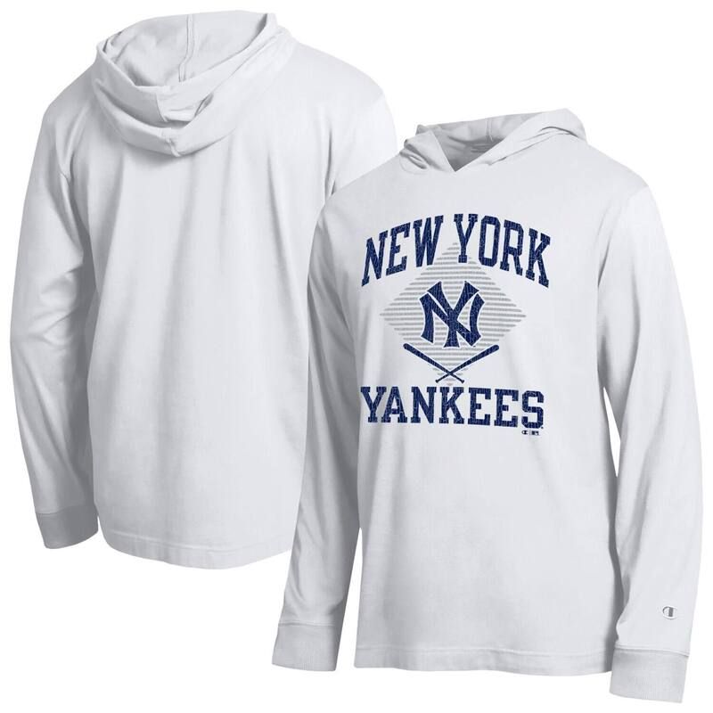 チャンピオン レディース トップス Tシャツ 長袖 Mens Champion White New York Yankees Cooperstown Hooded LongSleeve TShirt Ynk White ホワイト