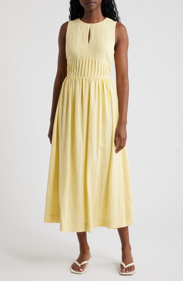 ムーンリバー レディース トップス ワンピース ミディ ノースリーブ MOON RIVER Sleeveless Keyhole Midi Dress Yellow イエロー