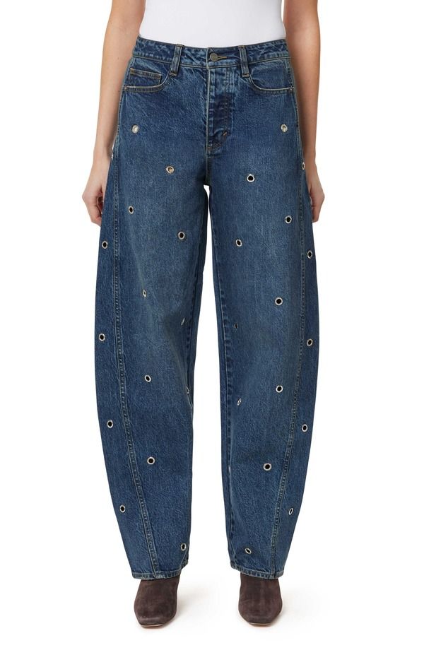 ハビチュアル レディース ボトムス デニムパンツ ハイウエスト ジーンズ Habitual Evie High Waist Grommet Barreleg Jeans Lake
