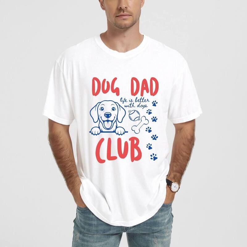 Simply Sage Market レディース トップス Tシャツ グラフィック Simply Sage Market Dog Dad Club Outline Mens Garment Dyed Graphic TShirt White ホワイト