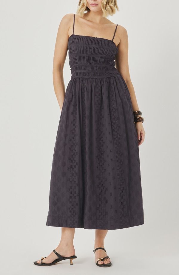 スプレンディット レディース トップス ワンピース ノースリーブ マキシ Splendid Kenzieyelet Sleeveless Maxi Dress Lead Grey グレー