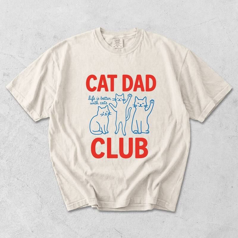 Simply Sage Market レディース トップス Tシャツ グラフィック Simply Sage Market Cat Dad Club Outline Mens Garment Dyed Graphic TShirt Ivory アイボリー