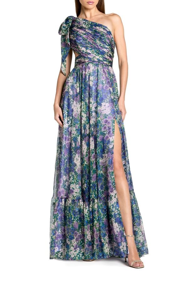 マックダガル レディース トップス ワンピース カットアウト フラワー柄 マキシ フラワー Mac Duggal Womens One Shoulder Floral Maxi Gown with Side Cutout Lilac Multi ライラック
