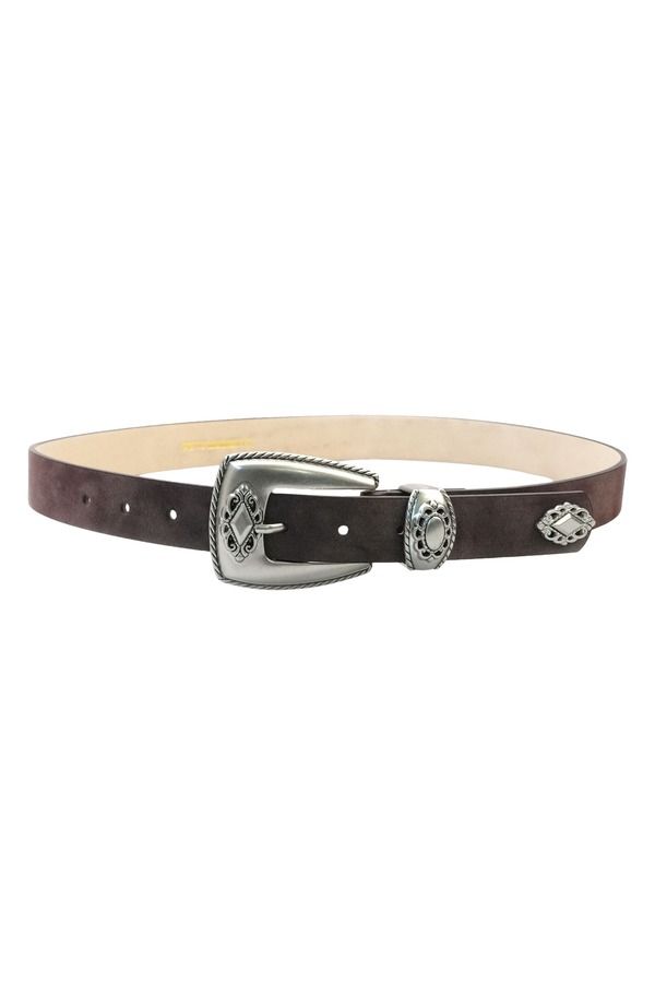 プティ モーメンツ レディース アクセサリー ベルト レザー フェイクレザー Petit Momentspur Faux Leather Belt Dark Brown Suede Silver ブラウン