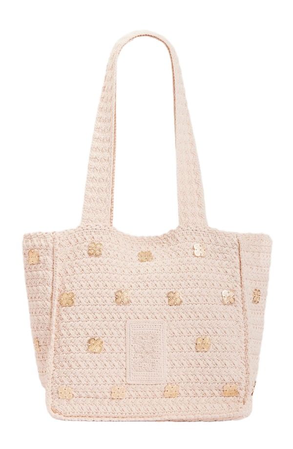 サンドロ レディース バッグ SANDRO Crochet bag with tassels Ecru エクリュ