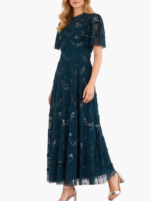 ニードルアンドスレッド レディース トップス ワンピース フリル マキシ Needle Thread Carmen Ruffle Maxi Dress Emerald エメラルド