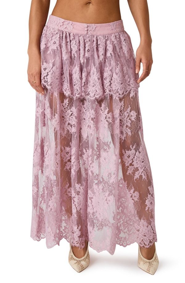 スティーブ マデン レディース ボトムスカート レース マキシ Steve Madden Arietty Lace Maxi Skirt Mauve Shadows