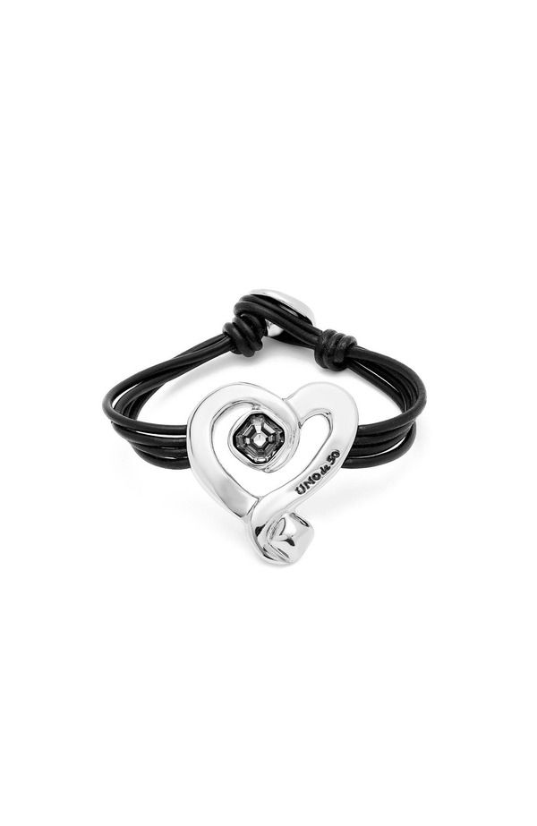 ウノデ 50 レディース アクセサリー ブレスレット・バングル・アンクレット レザー UNODE50 Black Crystal Heart Leather Bracelet Silver シルバー