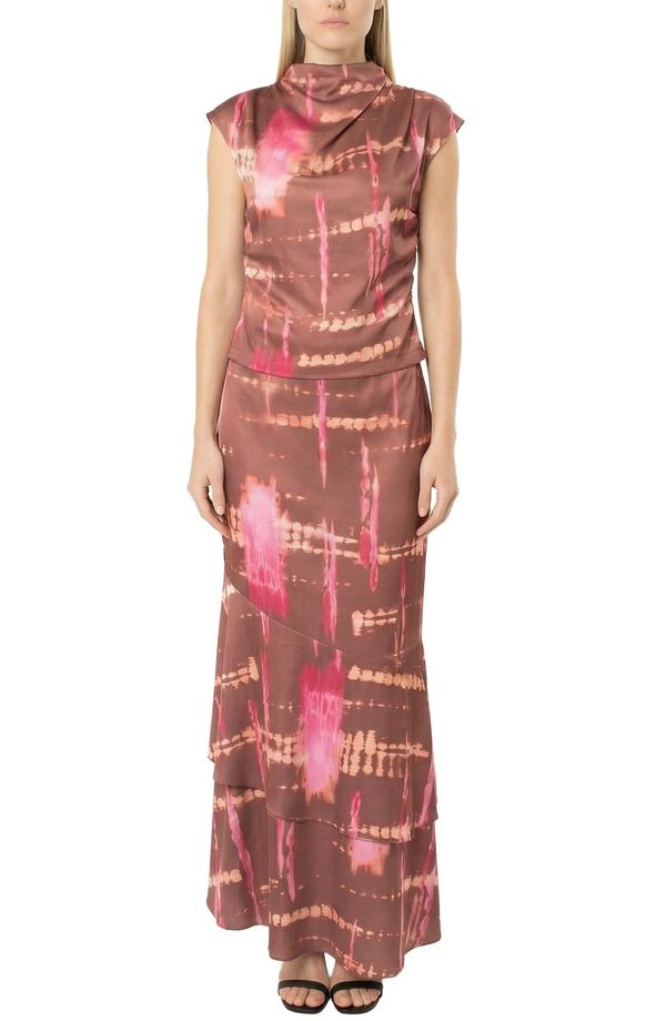 エリアスターズ レディース ボトムスカート AREA STARS Tulip Hem Skirt Brown With Pink Accents ピンク