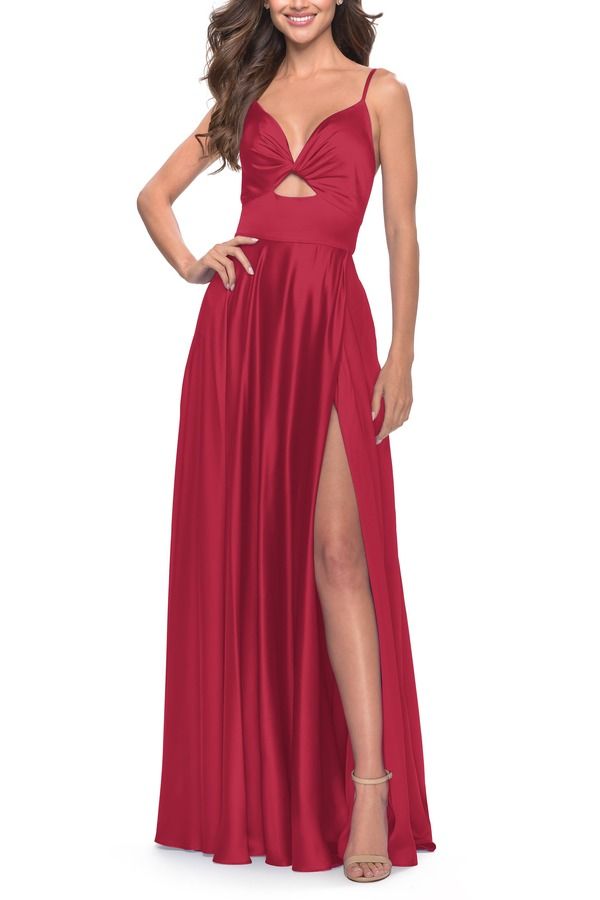 ラフェム レディース トップス ワンピース カットアウト A ライン サテン La Femme Satin ALine Gown with Cut Out and Twist Bodice Red レッド 43,420円