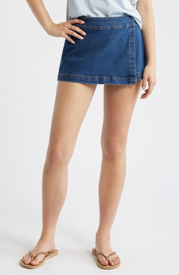 ビーピー レディース ボトムス デニムパンツ ローライズ スカート BP Low Rise Wrap Denim Skirt Dark Wash デニム