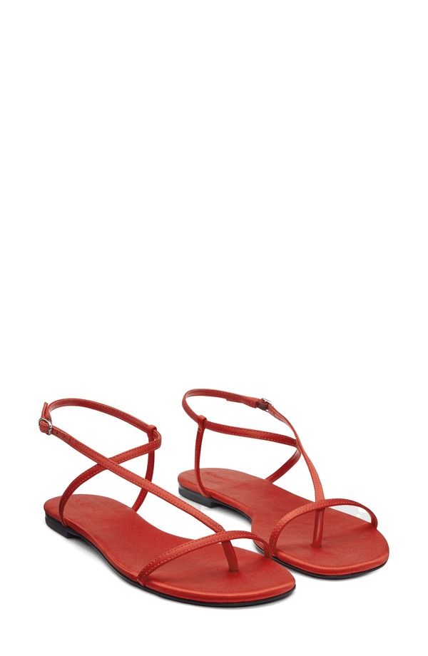 リフォーメーション レディース シューズ サンダル Reformation Pina Flat Sandal Poppy Satin