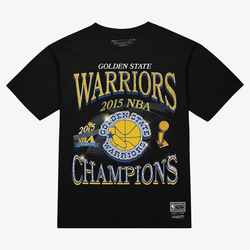 ミッチェルネス レディース トップス Tシャツ Mens Mitchell Ness Black Golden State Warriors Champions Era TShirt War Black ブラック