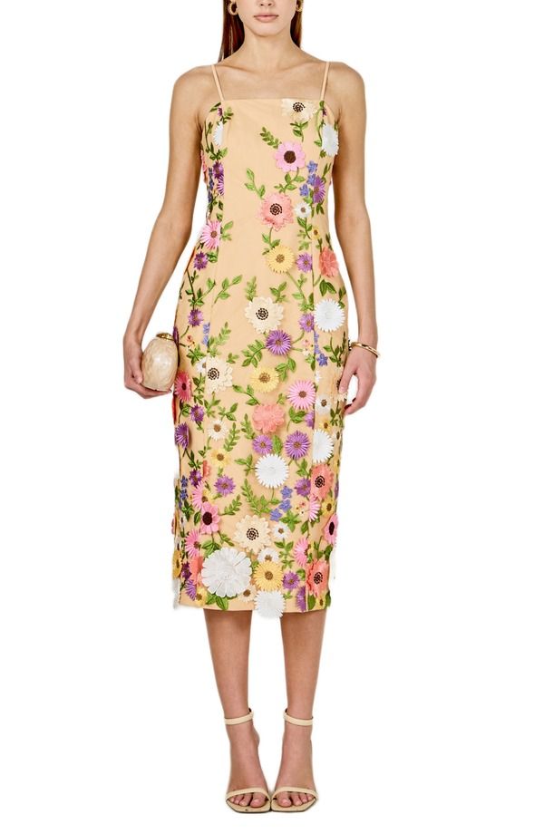 エンドレスローズ レディース トップス ワンピース フラワー柄 ミディ フラワー Endless Rose Floral Embroidery Midi Dress Beige Multi Floral ベージュ