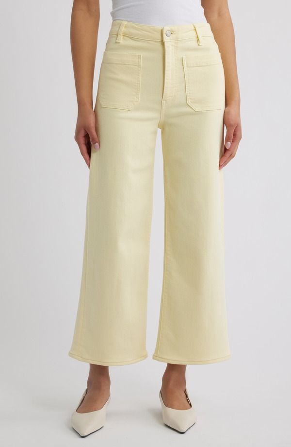 フレーム レディース ボトムス カジュアルパンツ ハイウエスト ジーンズ FRAME The Anchor High Waist Patch Pocket Crop Jeans Lemon
