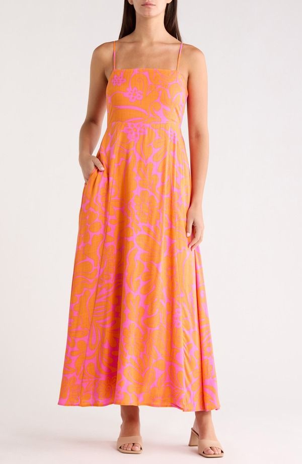 シュガーリップス レディース トップス ワンピース フラワー柄 シャーリング マキシ フラワー SUGARLIPS Kaci Floral Vin Smocked Maxi Dress FuchsiaOrange フューシャ