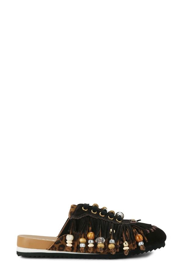カートジェイガーロンドン レディース シューズ パンプス フリンジ Kurt Geiger London Islington Beaded Fringe Mule Open Brown ブラウン