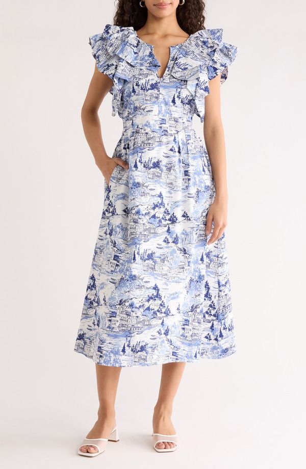 シュガーリップス レディース トップス ワンピース A ライン SUGARLIPS Francine Toile Sky SantanaLine Dress WhiteBlue Toile Sky ホワイト