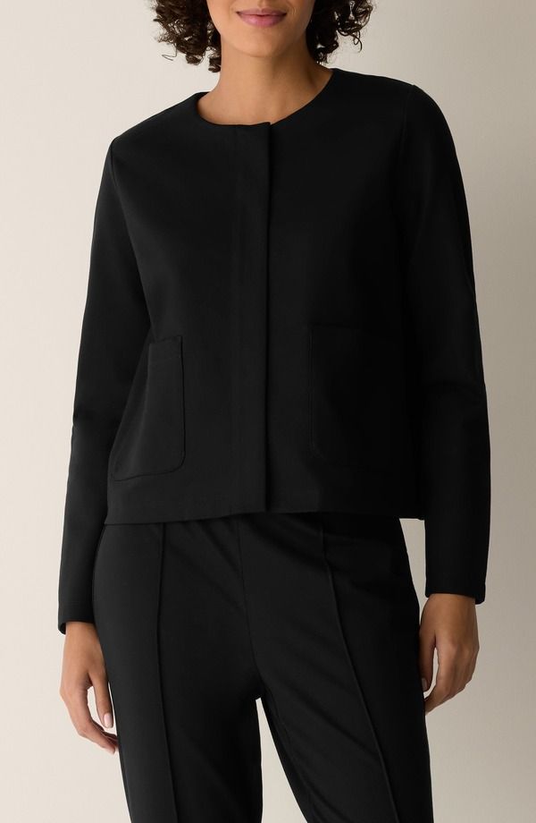 エイリーンフィッシャー レディース アウター ジャケット・ブルゾン ニット Eileen Fisher Double Knit Jacket Black ブラック