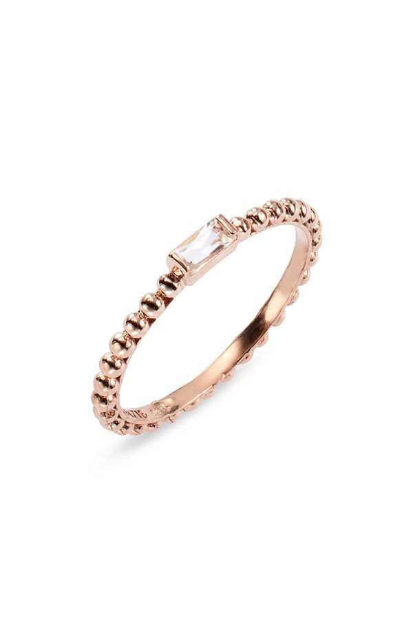 アンジー レディース アクセサリー 指輪 Anzie Dew Drop Topaz Baguette Stacking Ring Rose Gold ゴールド