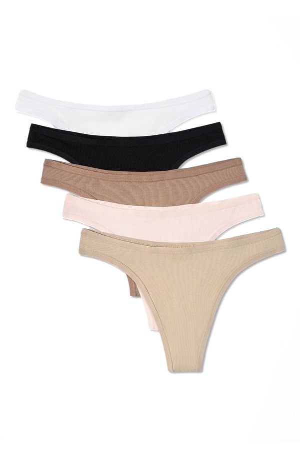 パクト レディース アンダーウェア パンツ コットン Pact Everyday Classic Fithong 5Pack Made With Organicotton Coredit