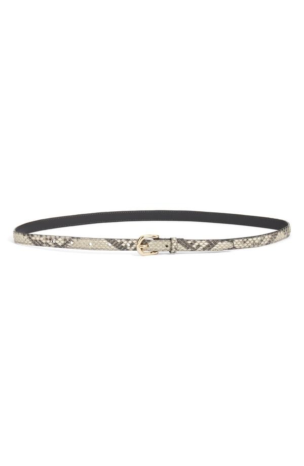 フレーム レディース アクセサリー ベルト プチ レザー FRAME The Petite Square Buckle Snakeskin Embossed Leather Belt Sand Multi サンド