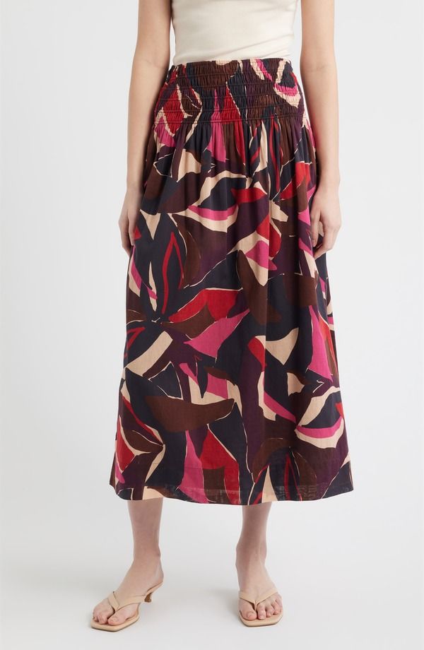 レイルズ レディース ボトムスカート ミディ コットン Rails Alessa Smock Waist Cotton Midi Skirt Paradise