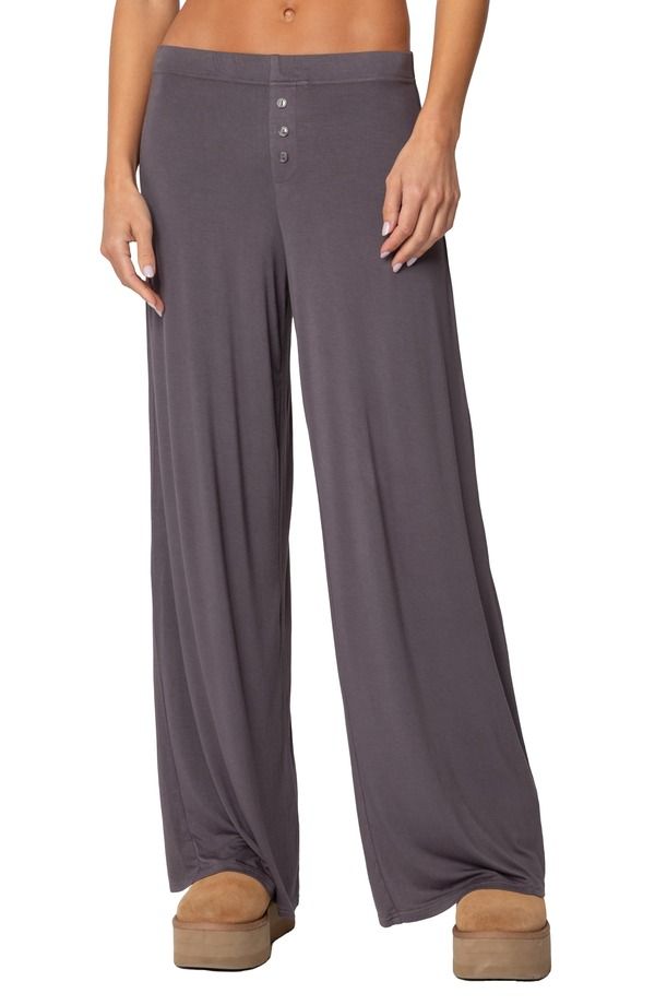 アディクテッド レディース ボトムス レギンス ワイドレッグ ローライズ パンツ EDIKTED Kait Low Rise Wide Leg Pants Gray グレー