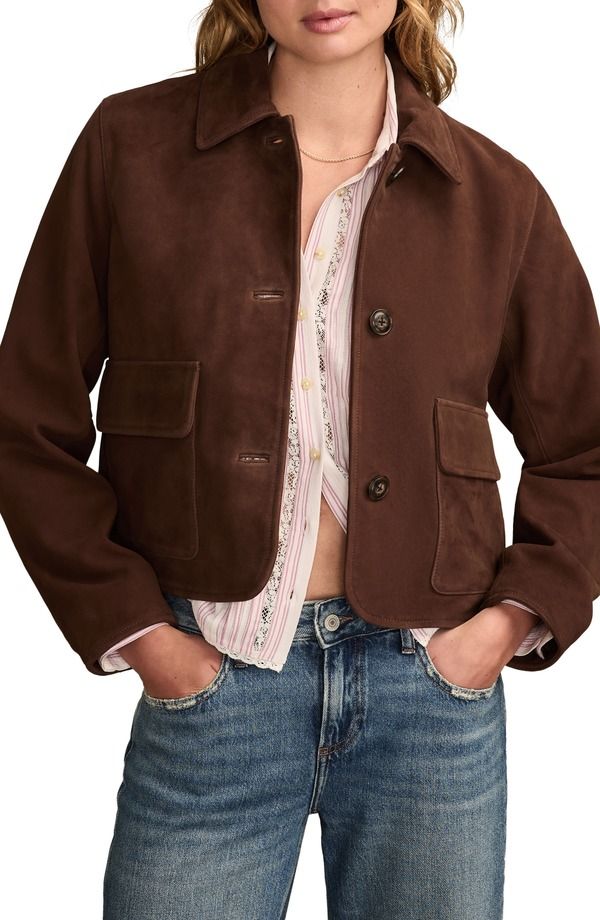 ラッキーブランド レディース アウター ジャケット・ブルゾン スエード Lucky Brand Button Front Suede Jacket Chocolate Brown ブラウン