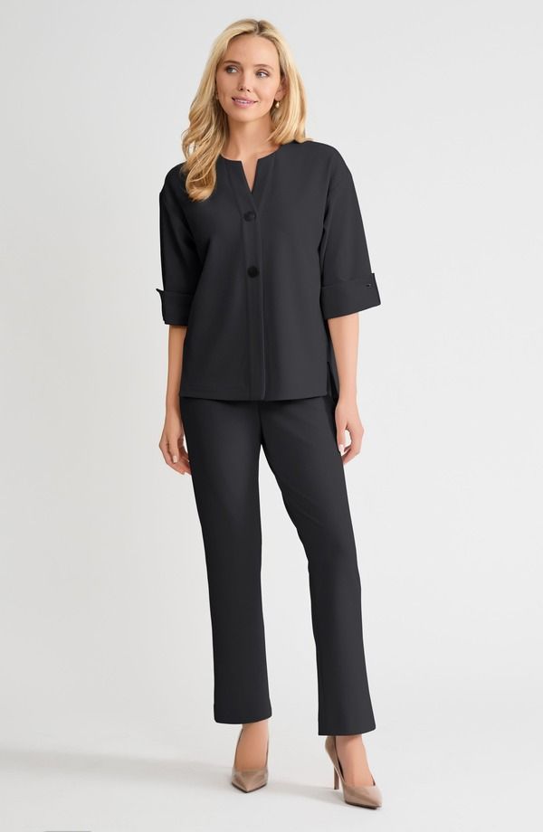 ミンウォン レディース アウター ジャケット・ブルゾン クレープ Ming Wang Heritage Tonal Stretch Deco Crepe Jacket Black ブラック