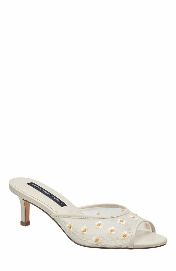 フレンチコネクション レディース シューズ パンプス メッシュ 刺繍 ヒール French Connectionancy Mesh Embroidered Kitten Heel White ホワイト