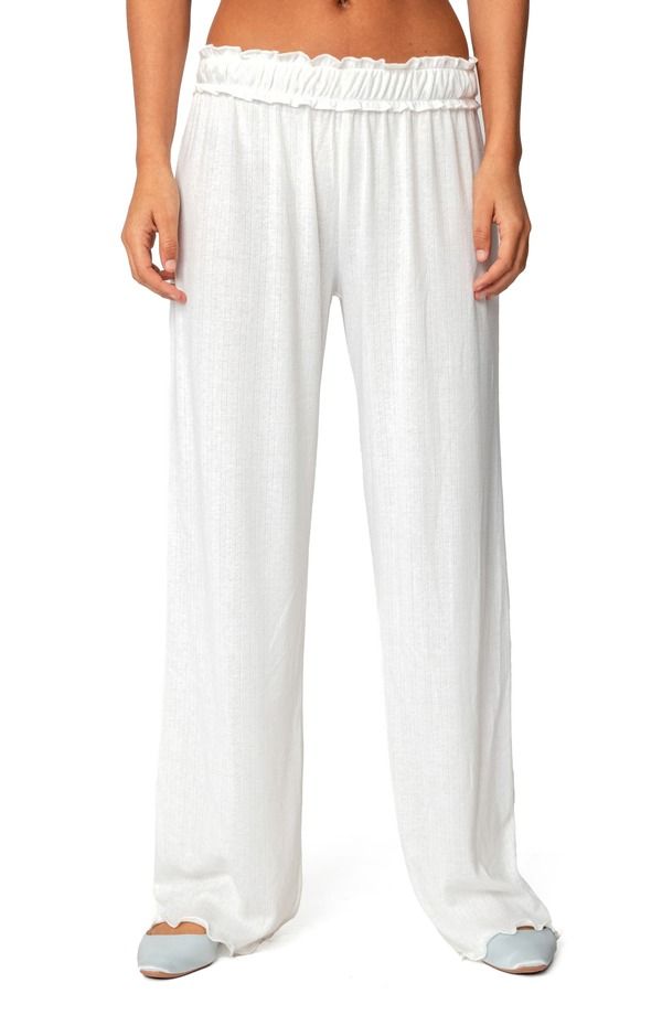 アディクテッド レディース ボトムス レギンス パンツ EDIKTED Sylvia Pointelle Pants White ホワイト