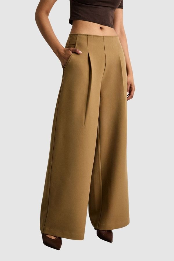 ウエアハウス レディース ボトムス レギンス ワイドレッグ パンツ Warehouse Premium Wide Leg Tailored Trousers Beige ベージュ