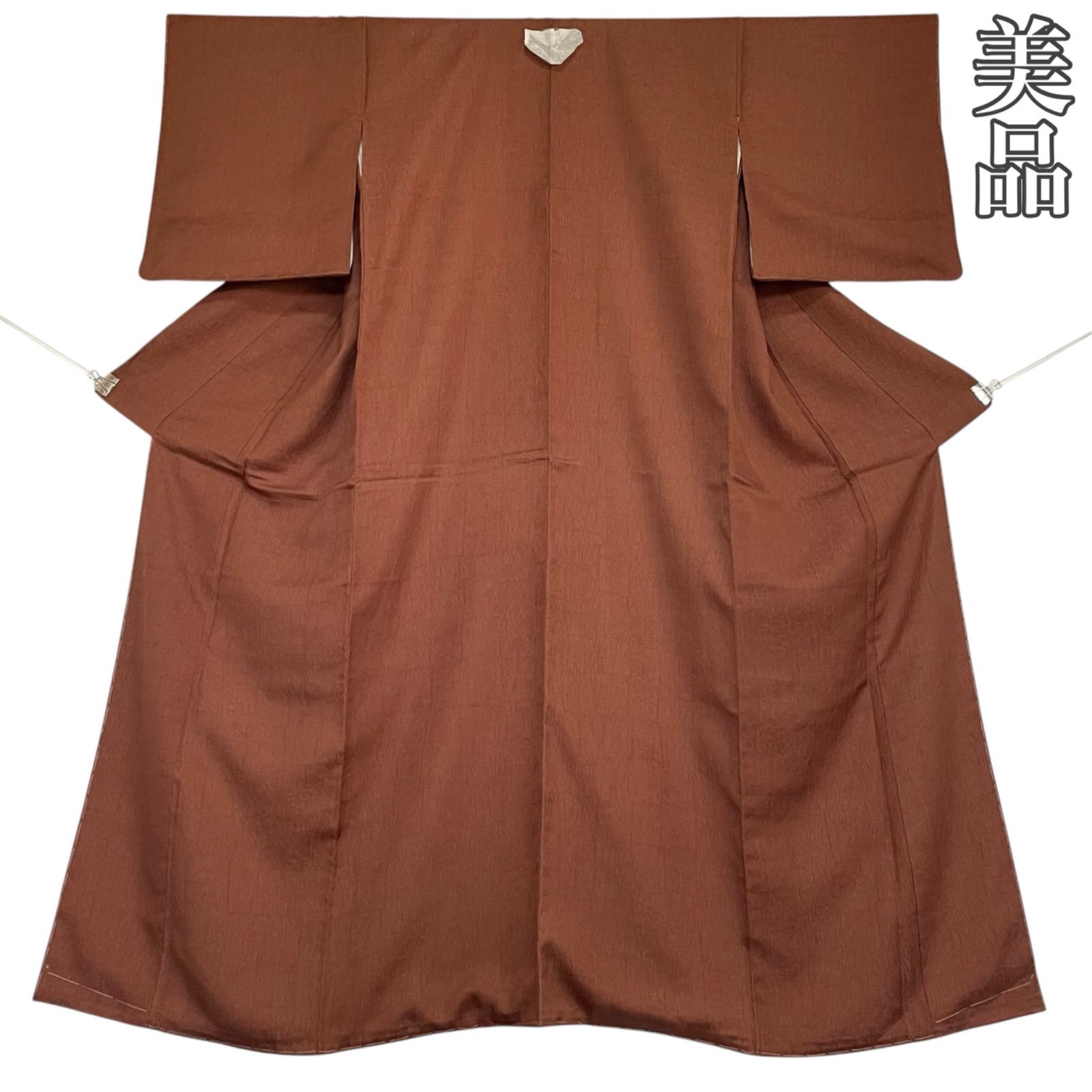 #J878 美品 しつけ糸付き 色無地 丹後ちりめん しぼ寄せ加工 正絹 刺繍紋 和装 和服 フォーマル 着物