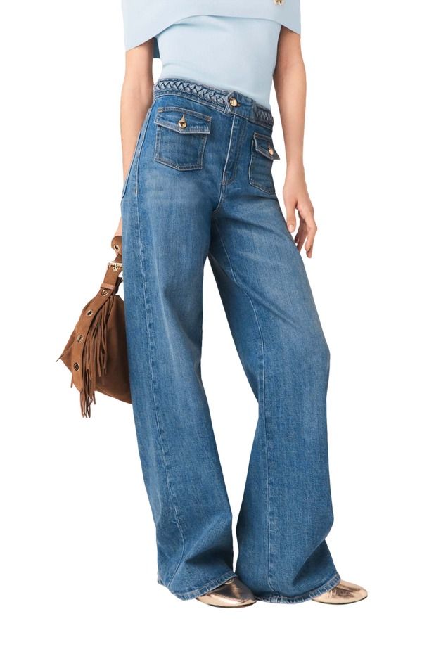 マージュ レディース ボトムス デニムパンツ ジーンズ maje Braided flared jeans Blue ブルー
