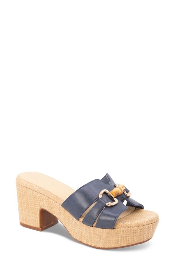 ショコラブルー レディース シューズ ヒール プラットフォーム サンダル Chocolat Blu Gianna Platform Slide Sandal Navy Leather ネイビー