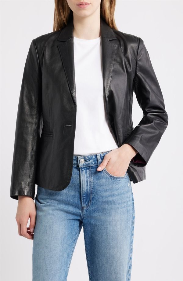 ショット ニューヨーク レディース アウター ジャケット・ブルゾン ブレザー Schott NYC Fitted Leather Blazer Black ブラック