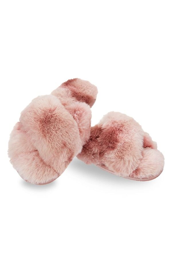 メモイ レディース アンダーウェア 靴下 MeMoi The Josephine Faux Fur Scuff Slipper Pink ピンク