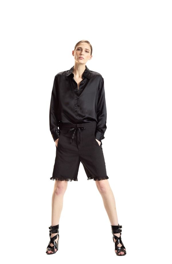 シンシアローレイ レディース ボトムス ハーフパンツ・ショーツ ショートパンツ Cynthia Rowley Tuxedo Stripe Shorts Black ブラック