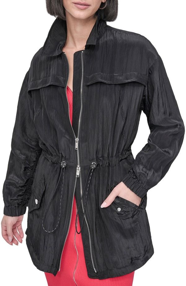 ダナ キャラン ニューヨーク レディース アウター ジャケット・ブルゾン DKNY Textured Anorak Jacket Black ブラック