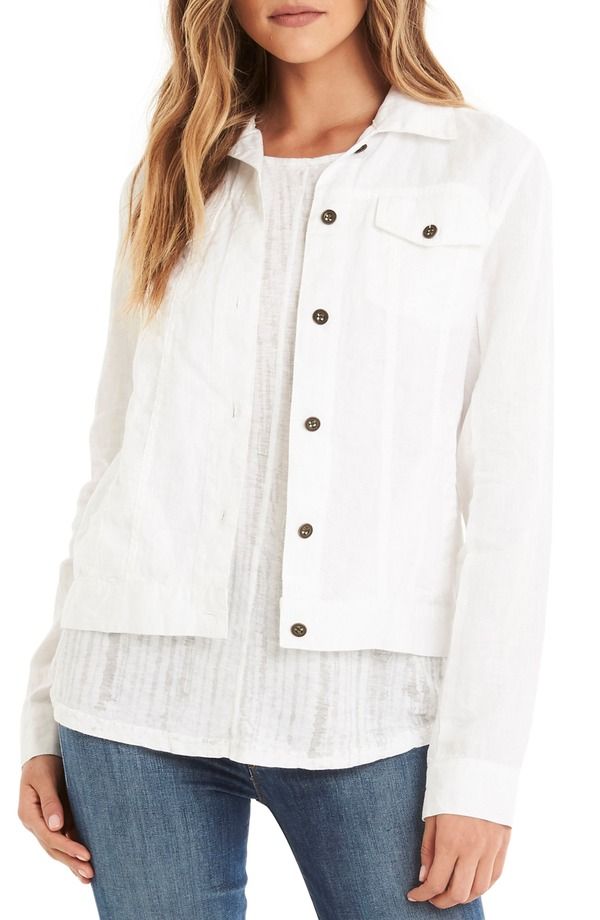 マイケルスターズ レディース アウター ジャケット・ブルゾン デニム リネン Michael Stars Linen Denim Jacket White ホワイト