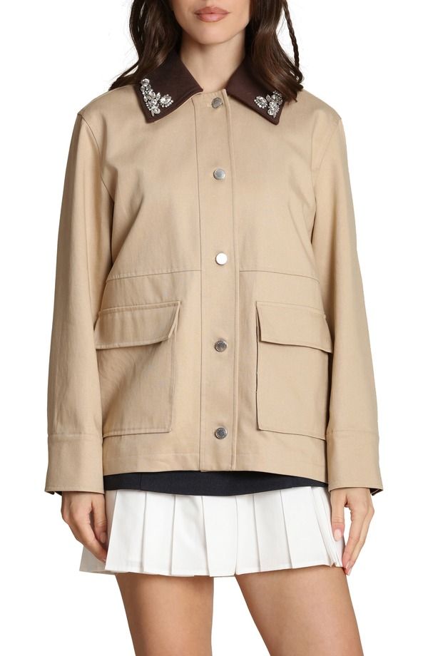 アヴェックレフィーユ レディース アウター ジャケット・ブルゾン コットン Avec Les Filles Embellished Lyocell Cotton Barn Jacket Light Camel キャメル