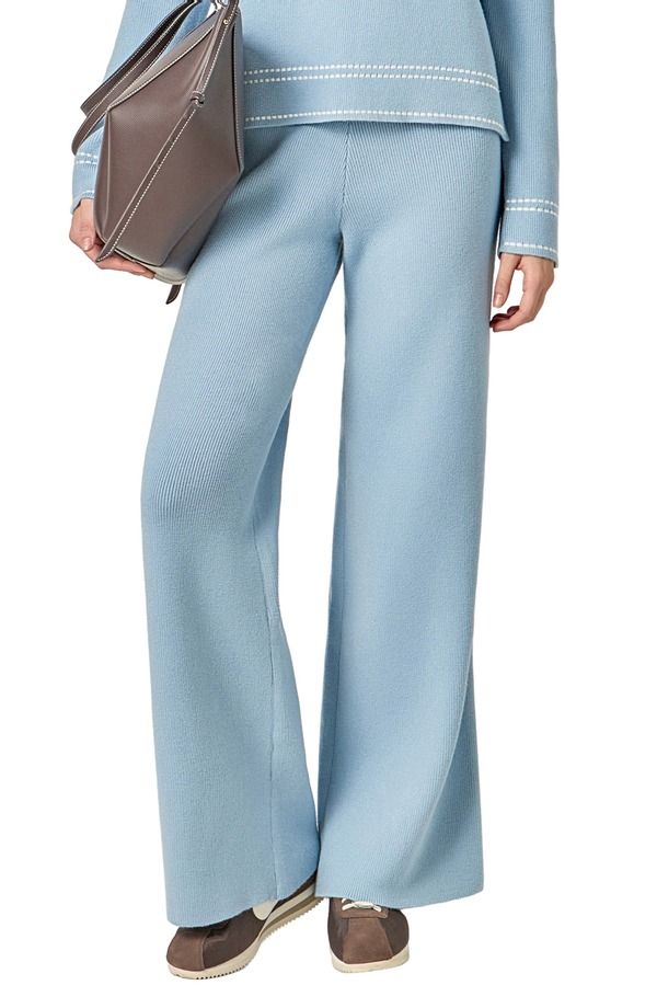 イングリッシュファクトリー レディース ボトムス レギンス ワイドレッグ パンツ ニット English Factory Stitch Detail Wide Leg Knit Pantslate Blue スレート
