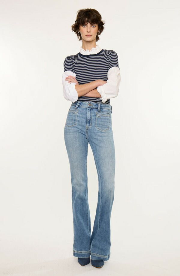 カンクン レディース ボトムス デニムパンツ ジーンズ KanCan Rachel High Rise Flare Jeans Medium Wash